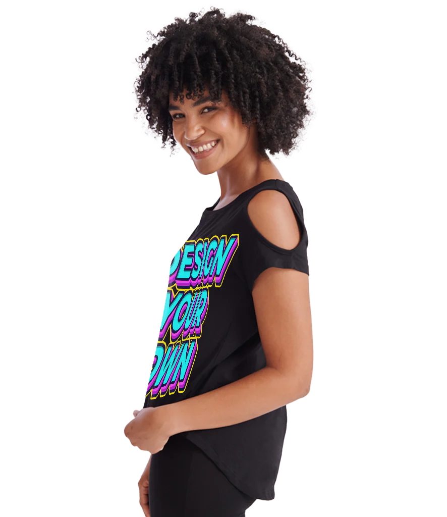 Ladies relaxed shoulder reveal t-shirt